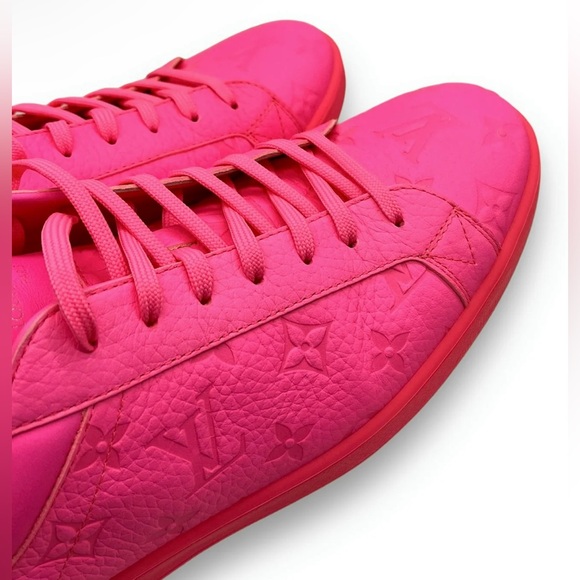 RARE preloved Louis Vuitton's Luxembourg PINK MONOGRAM sneakers 8.5 US men’s - Picture 6 of 10